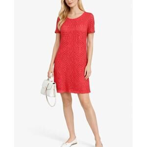 2/$30 J. Crew Lace Dress with Scalloped Hem Coral Red H5408 Size 4